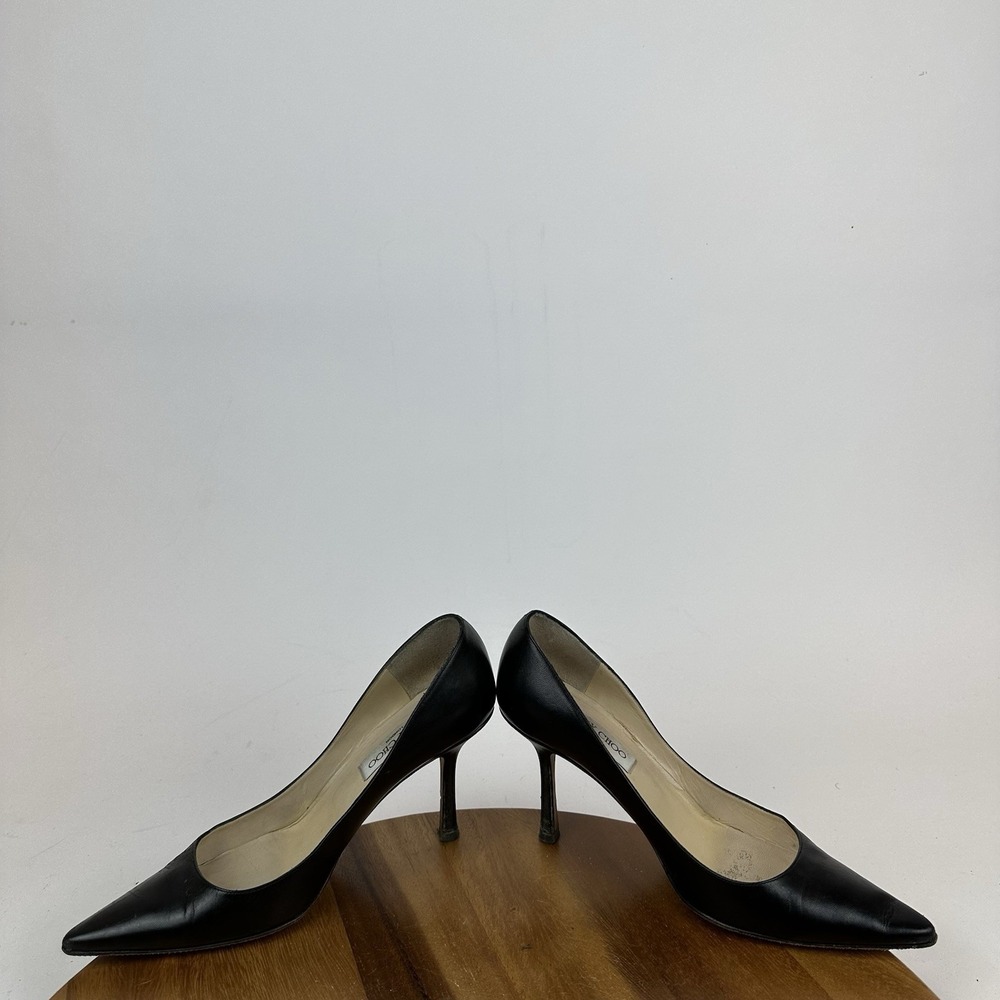 Womens Jimmy Choo Black Kid Leather Eleven Pointed Toe Pumps Heels Size EU 38 - Picture 6 of 14